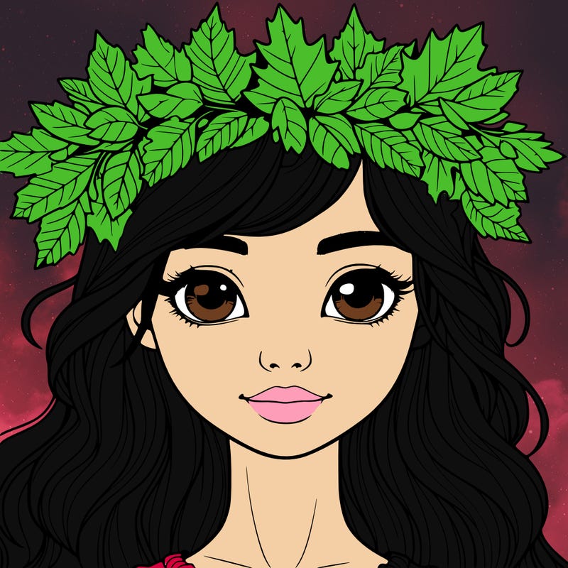 realistic girl with fall leaf crown
