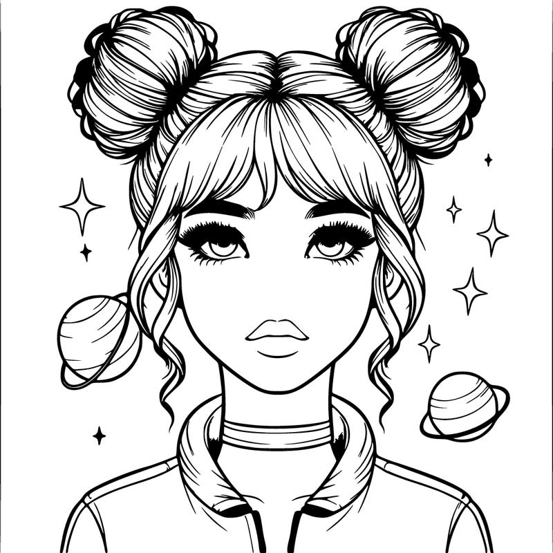 realistic girl with space buns