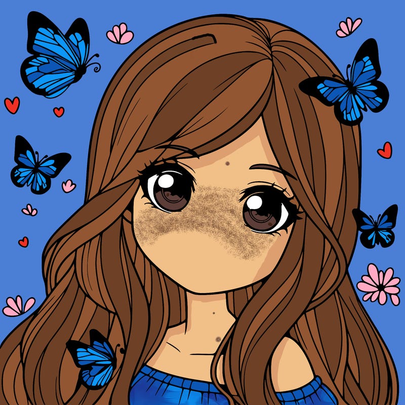 realistic girl with butterflies around her