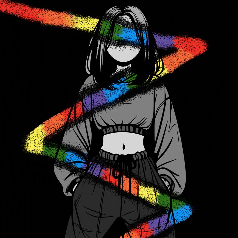 realistic girl faceless with baggy pants and a crop top