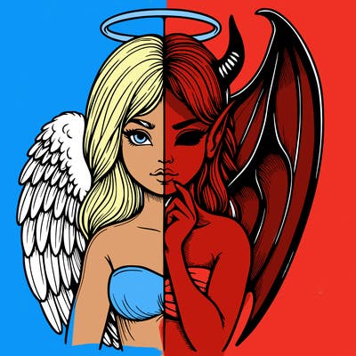 realistic angel half demon