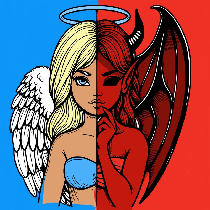 realistic angel half demon