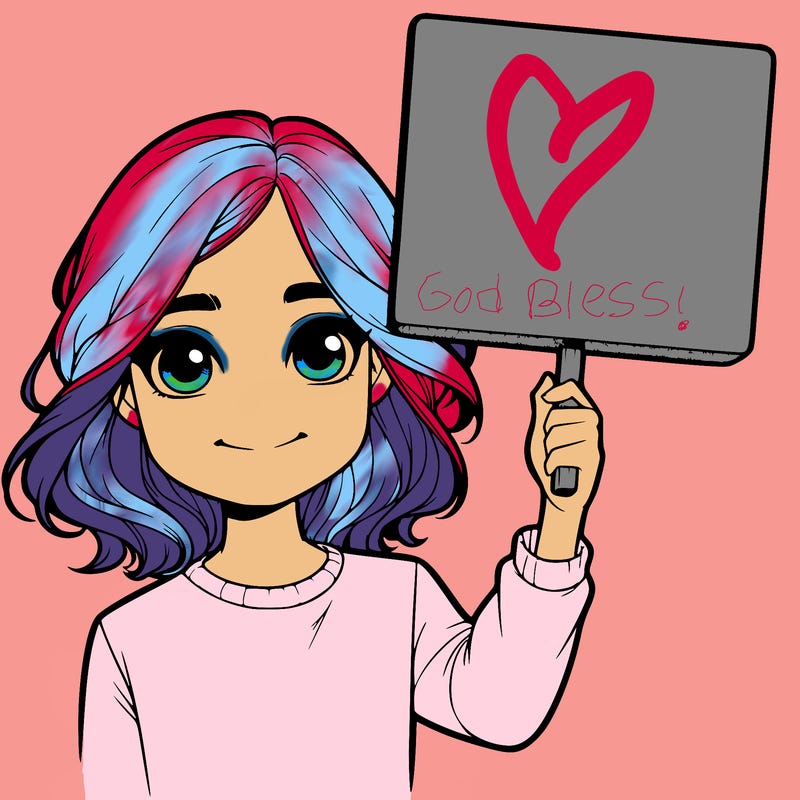 realistic girl holding up a sign