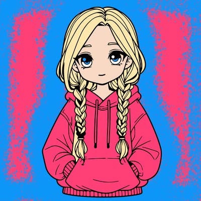 a realistic girl with a oversized hoodie and she has braids