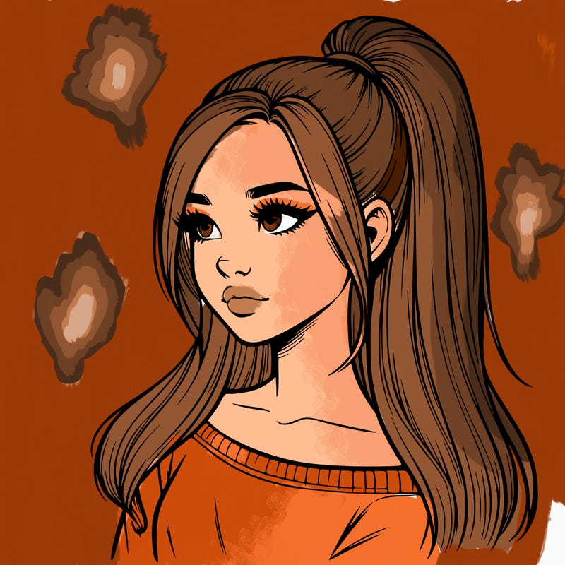 realistic girl with a high ponytail