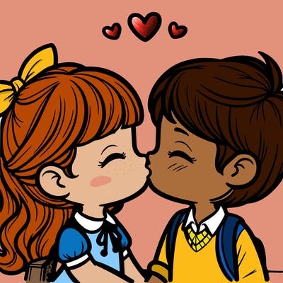 boy and girl kissing