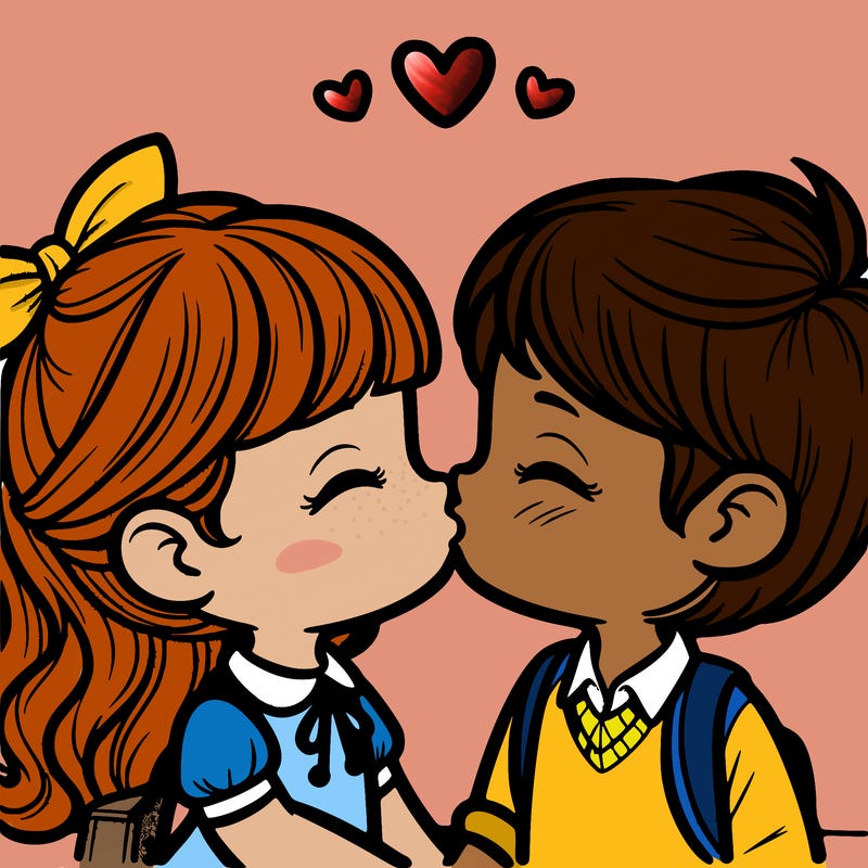 boy and girl kissing