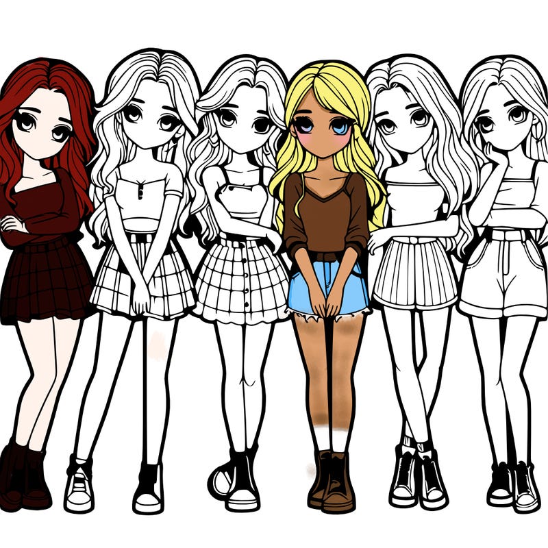 a group of girls realistic