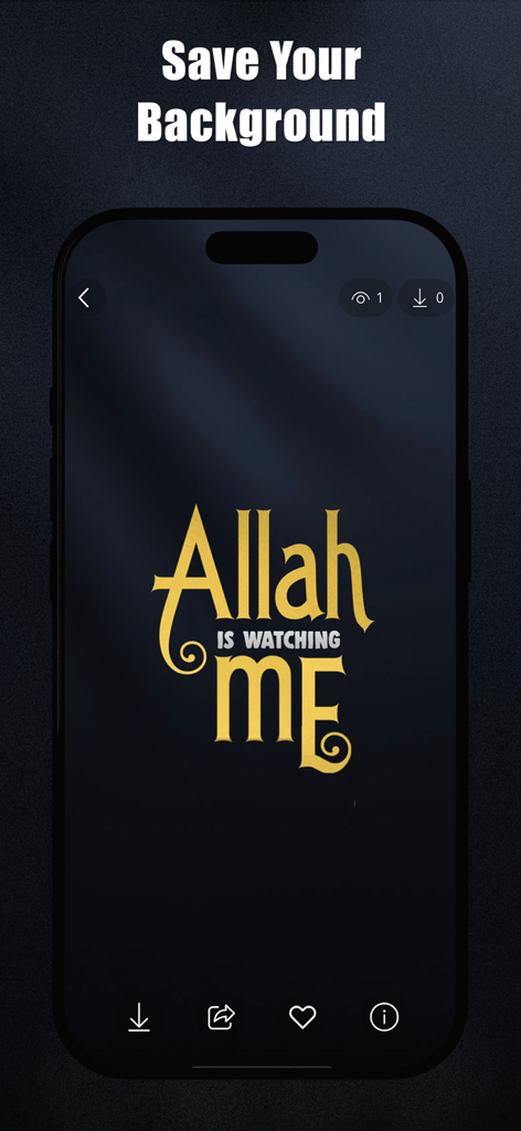 Islamic wallpaper 4K - iPhone screen displaying an Islamic 4K wallpaper with yellow calligraphy text saying Allah is watching me