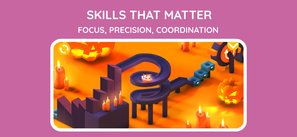 Pango Bakery: Obstacle Course - A pastry navigating a spiral slide on a Halloween themed obstacle course in Pango Bakery.