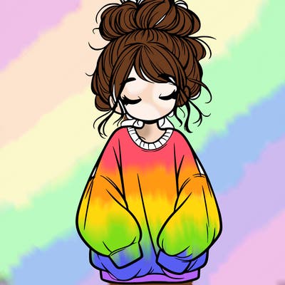 girl with baggy sweatshirt and messy bun