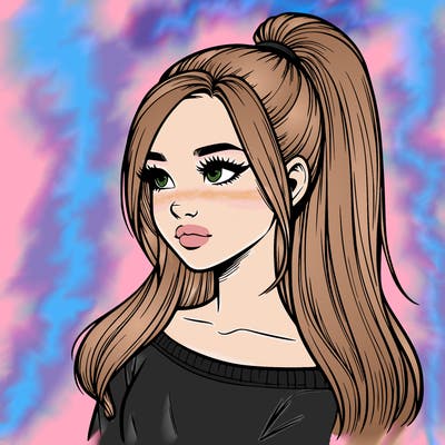 realistic girl with a high ponytail