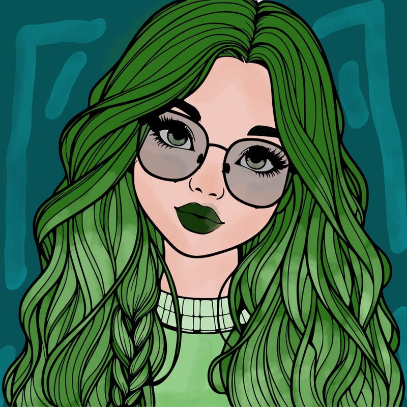 girl with long hair and freckles and glasses realistic