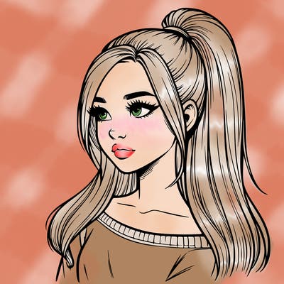 realistic girl with a high ponytail