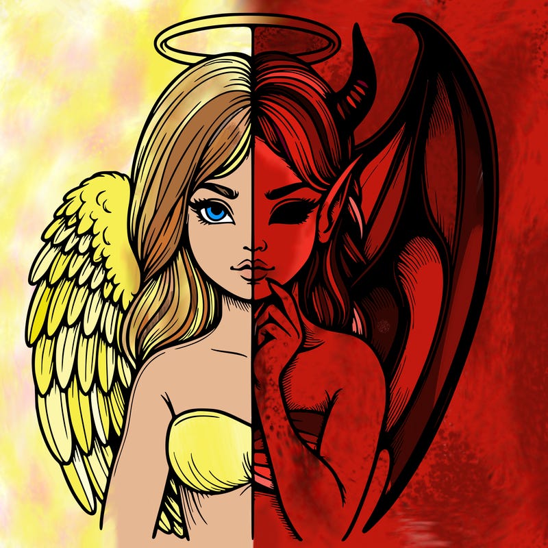 realistic angel half demon