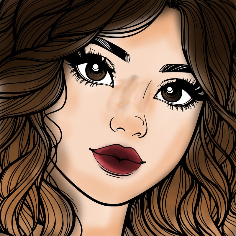 beautiful realistic girl close up to the camera with wavy hair,