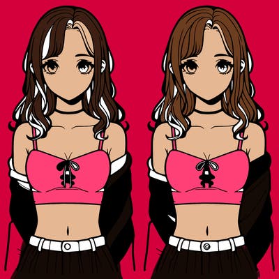 realistic girl split in 4 sections