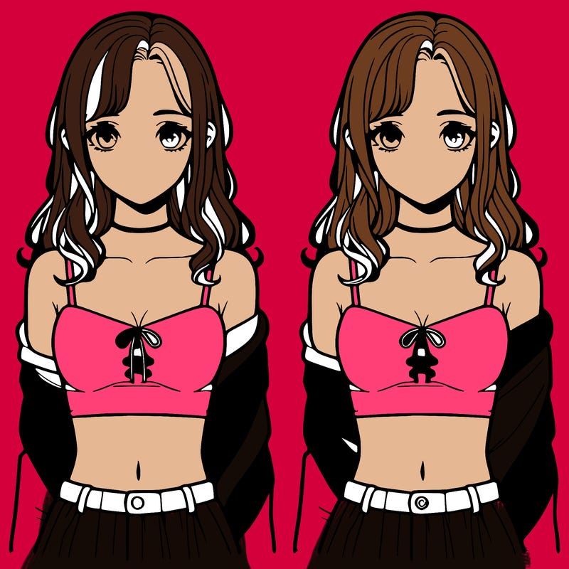 realistic girl split in 4 sections