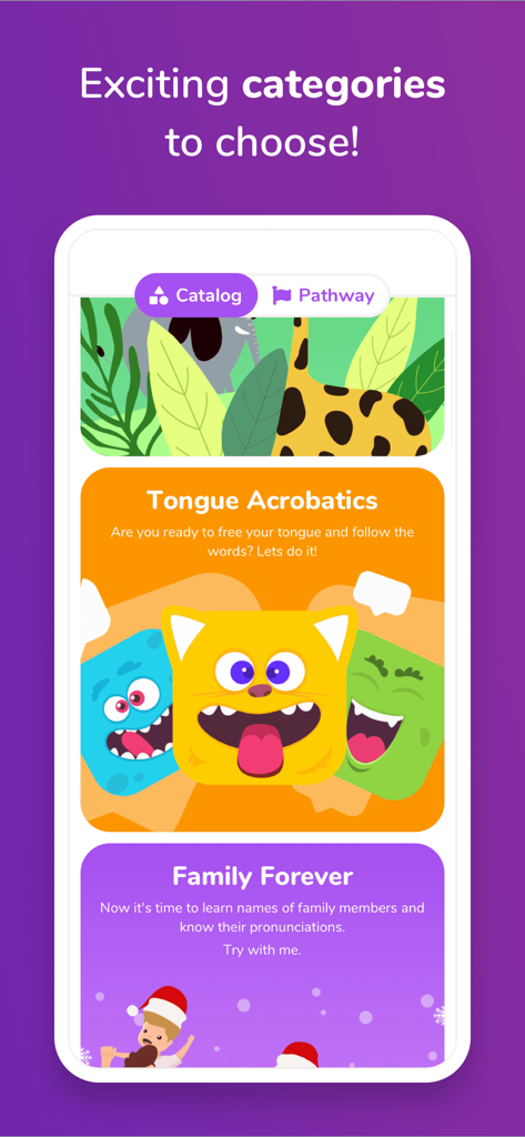 Otsimo | Speech Therapy SLP - Otsimo Sprachtherapie-App-Oberfläche mit verschiedenen Lernkategorien für Kinder.