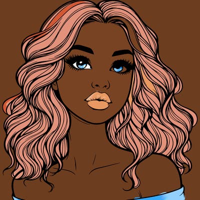 realistic girl with wavy hair and lips