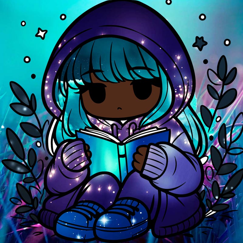 girl in oversized hoodie reading a book