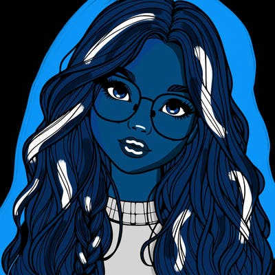 girl with long hair and freckles and glasses realistic