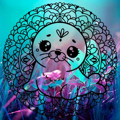 a cute baby seal mandala