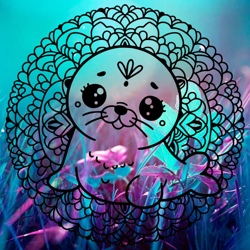 a cute baby seal mandala