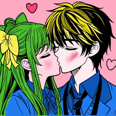 boyfriend and girlfriend are kissing anime