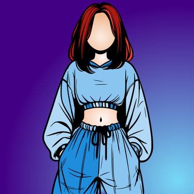 realistic girl faceless with baggy pants and a crop top