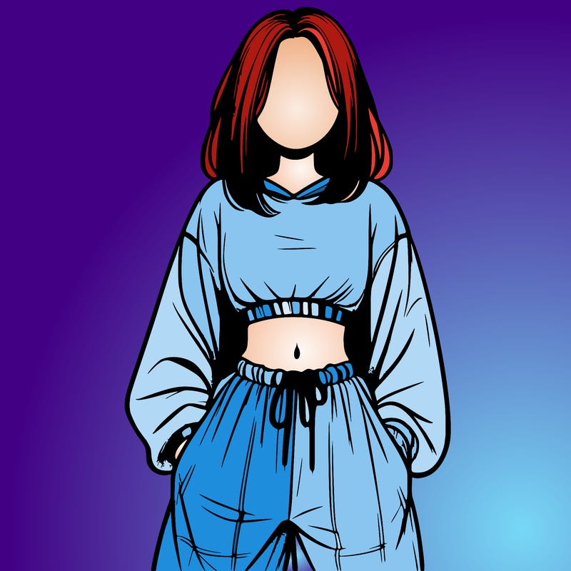 realistic girl faceless with baggy pants and a crop top