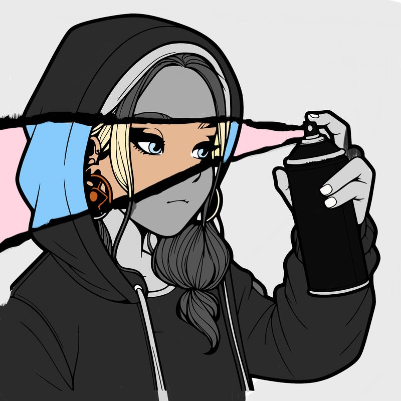 a realistic girl, spray painting