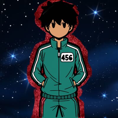anime boy split with a tracksuit and the number 456 on the tracksuit
