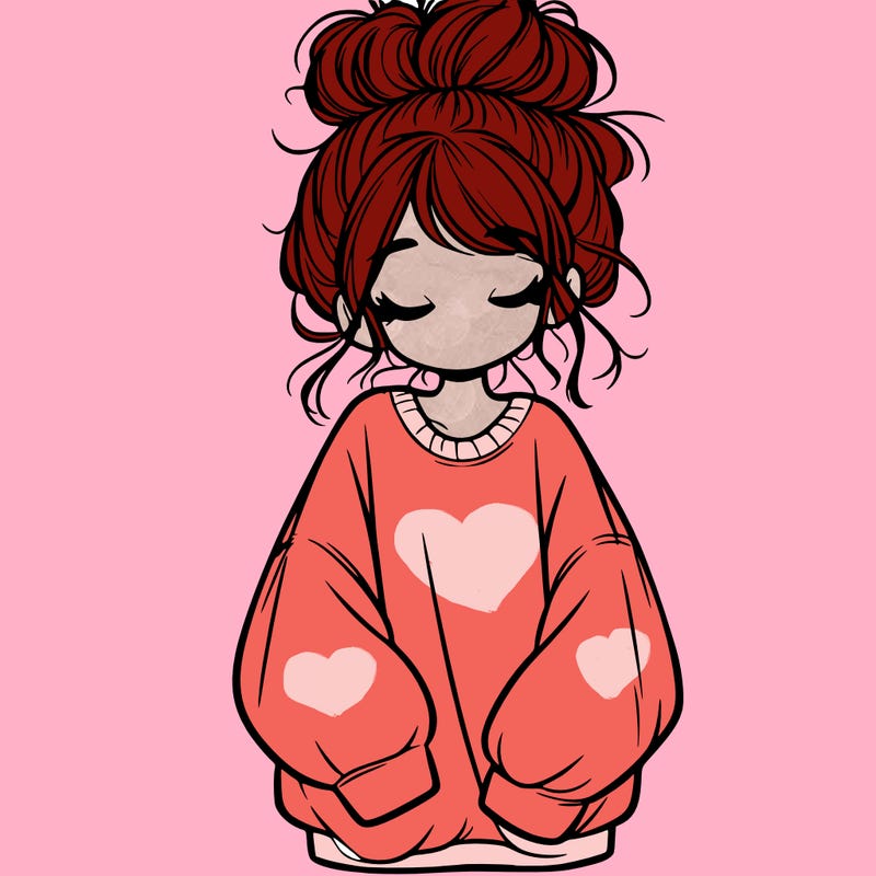 girl with baggy sweatshirt and messy bun