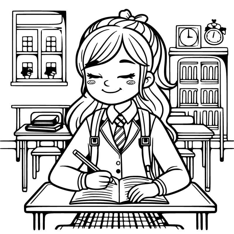 girl in a school uniform at school