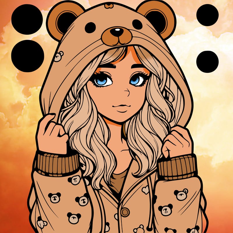 realistic girl in a animal pjs hoodie