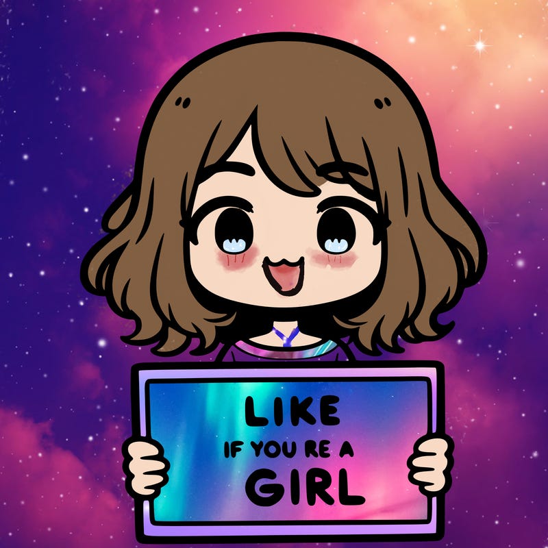 a cute girl holding a sign that says like if you’re a girl