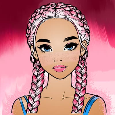 realistic girl with braids