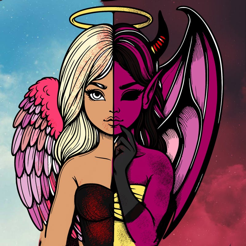 realistic angel half demon