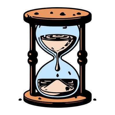 hour glass with sand falling into water pool on bottom level symbolizing air and water signs