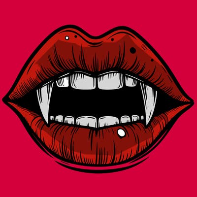 lips with vampire teeth
