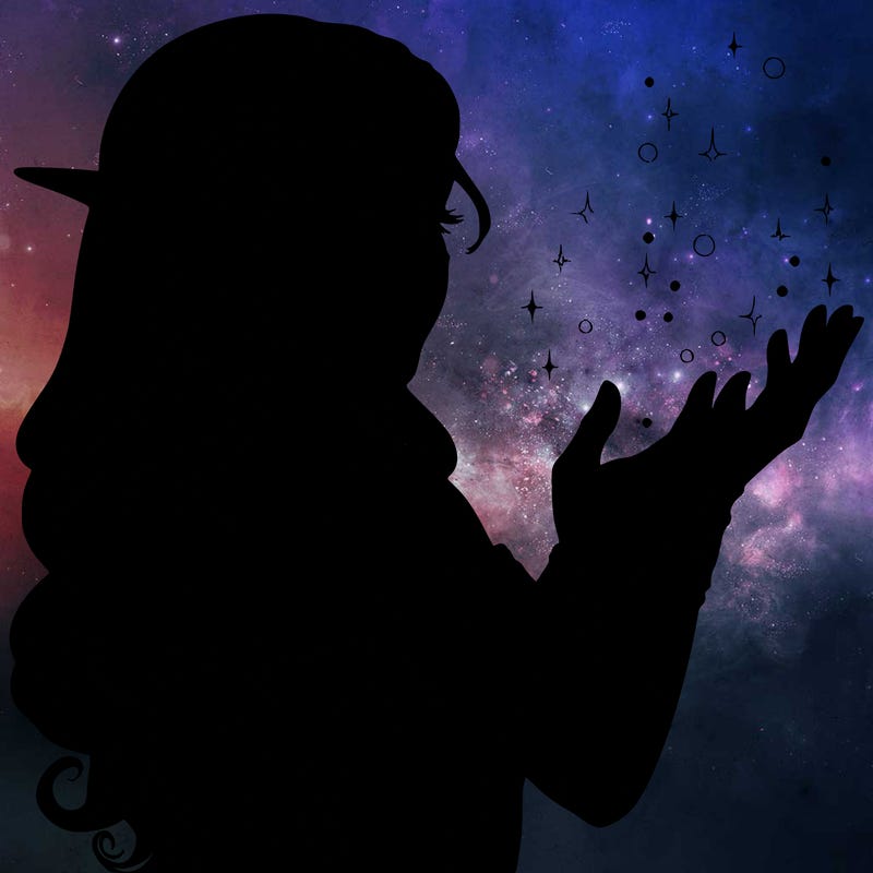 realistic elf girl doing magic