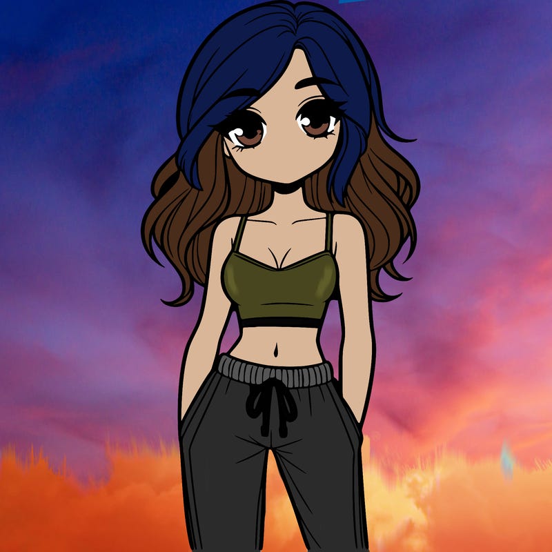 girl in crop top and sweat pants