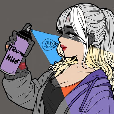 a realistic girl spray, painting