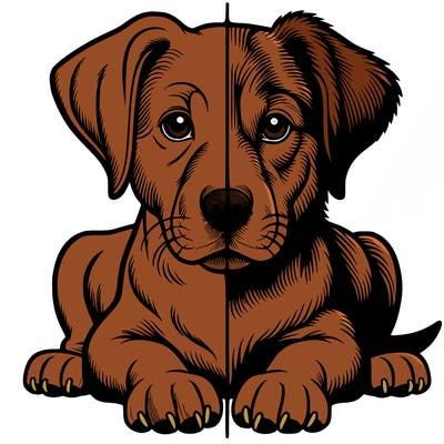 realistic dog split picture