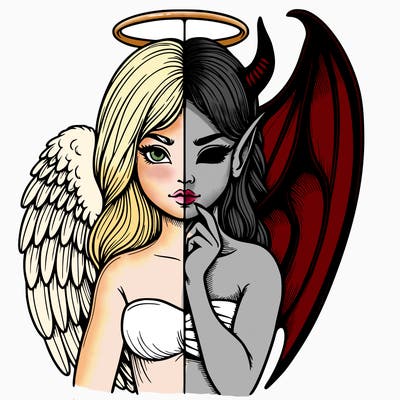 realistic angel half demon