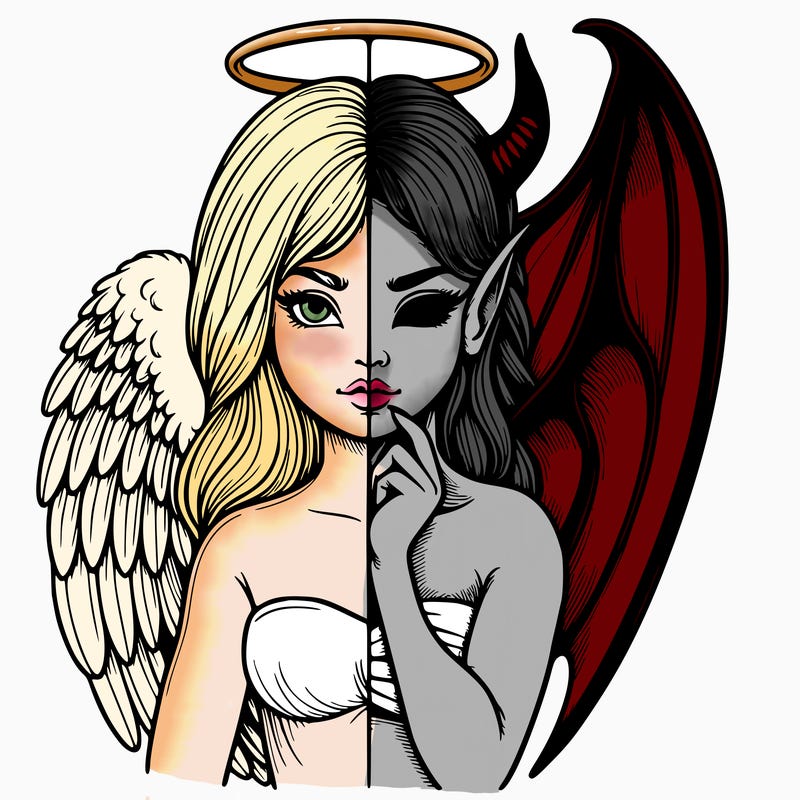 realistic angel half demon