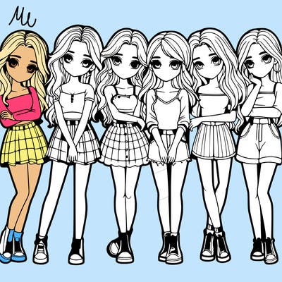 a group of girls realistic