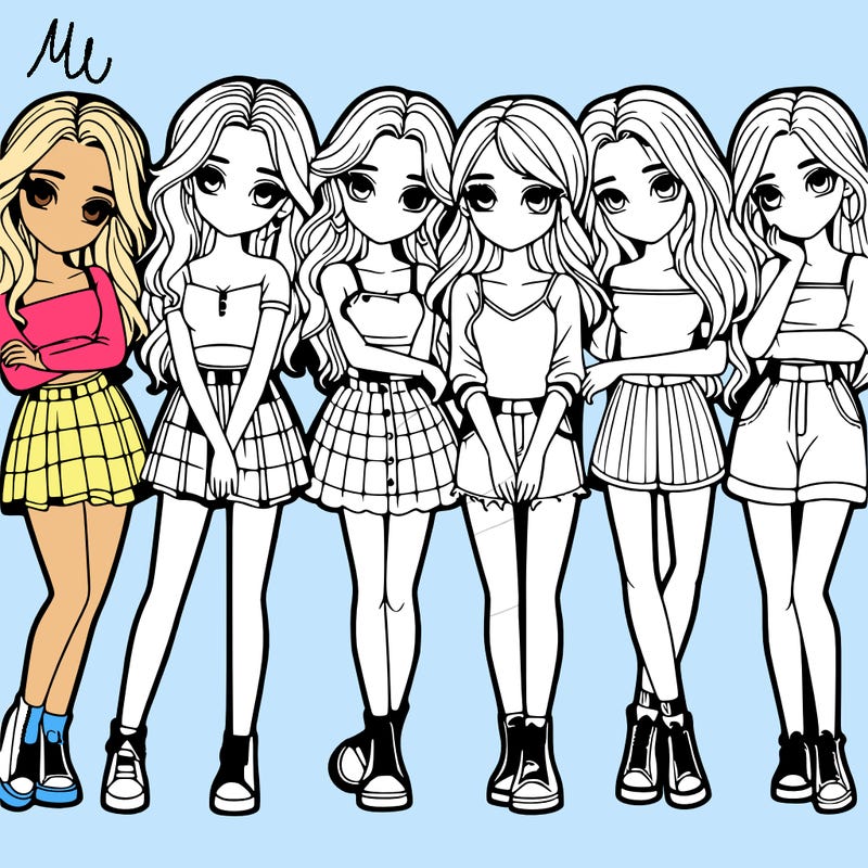 a group of girls realistic