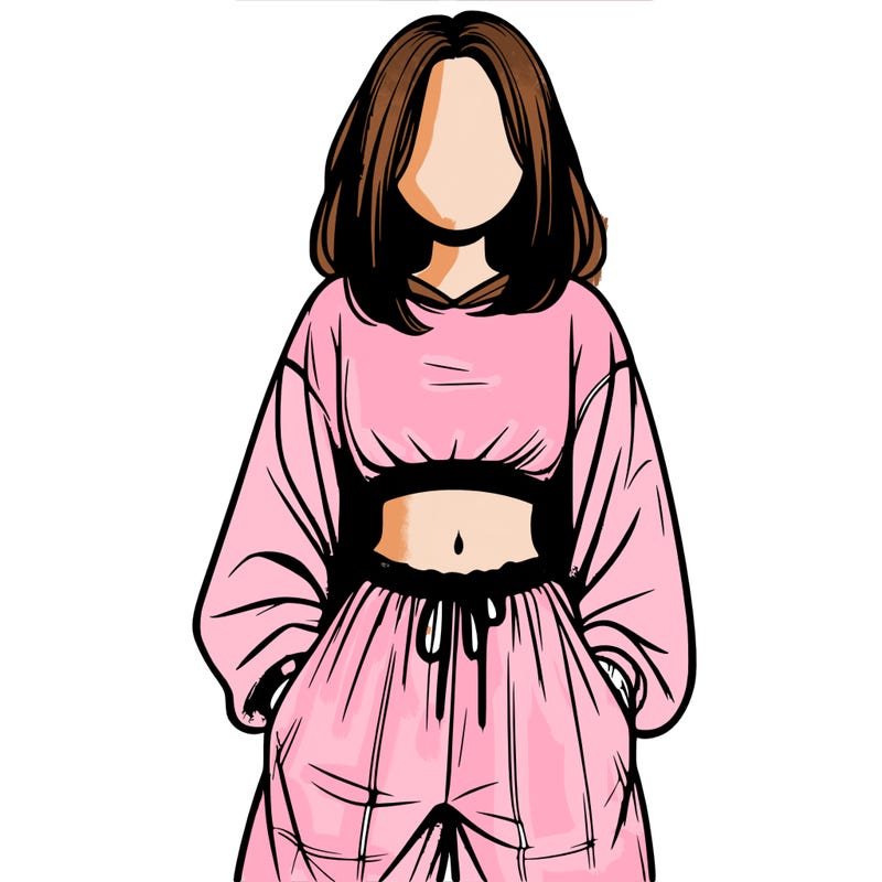 realistic girl faceless with baggy pants and a crop top